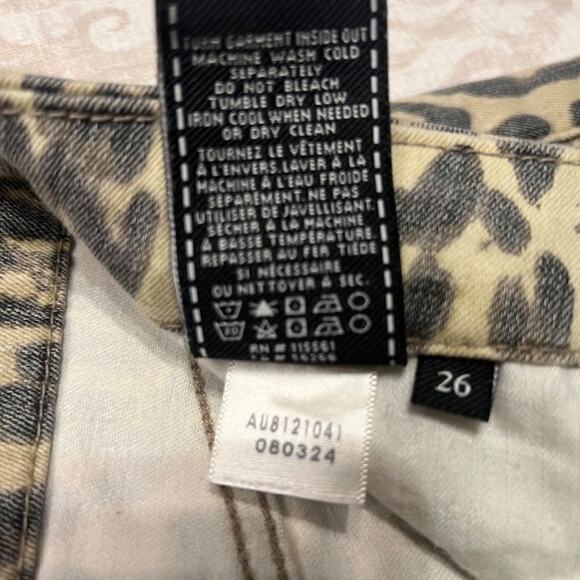 7 for All Mankind jeans brown & tan animal print stretch skinny ankle Sz 26 US 2 - Picture 9 of 9
